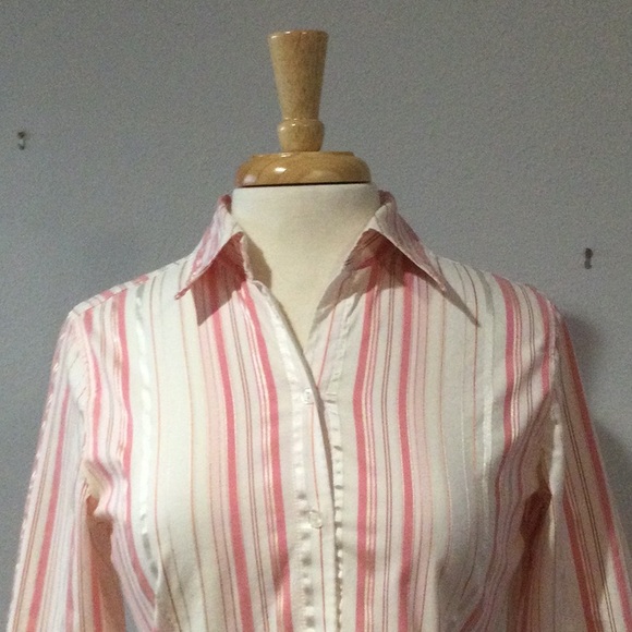 Apt 9 Button Front Collared Stripe Shirt Size Medium - Picture 4 of 15